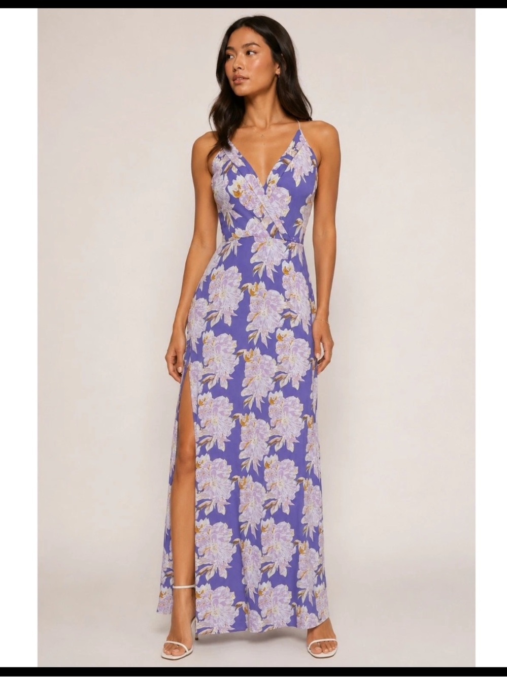 ASTR Pandora Sheath Maxi Dress in Purple Floral